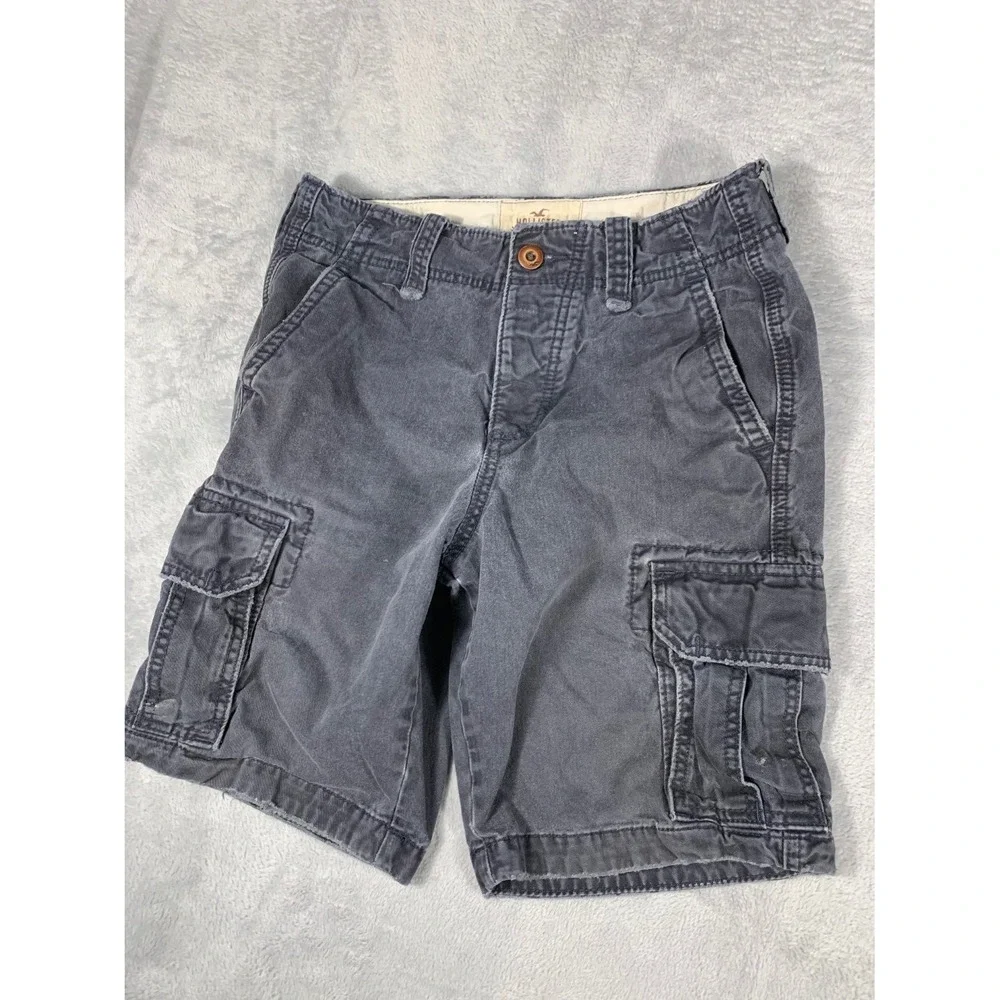 Y2K Lot of 2 Hollister Cargo Shorts Mens 28 Gray Khaki Utility Casual Outdoor