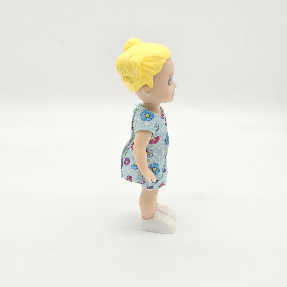 Barbie Club Chelsea Doll Blonde Pigtails Blue Floral Dress White Sneakers Mattel