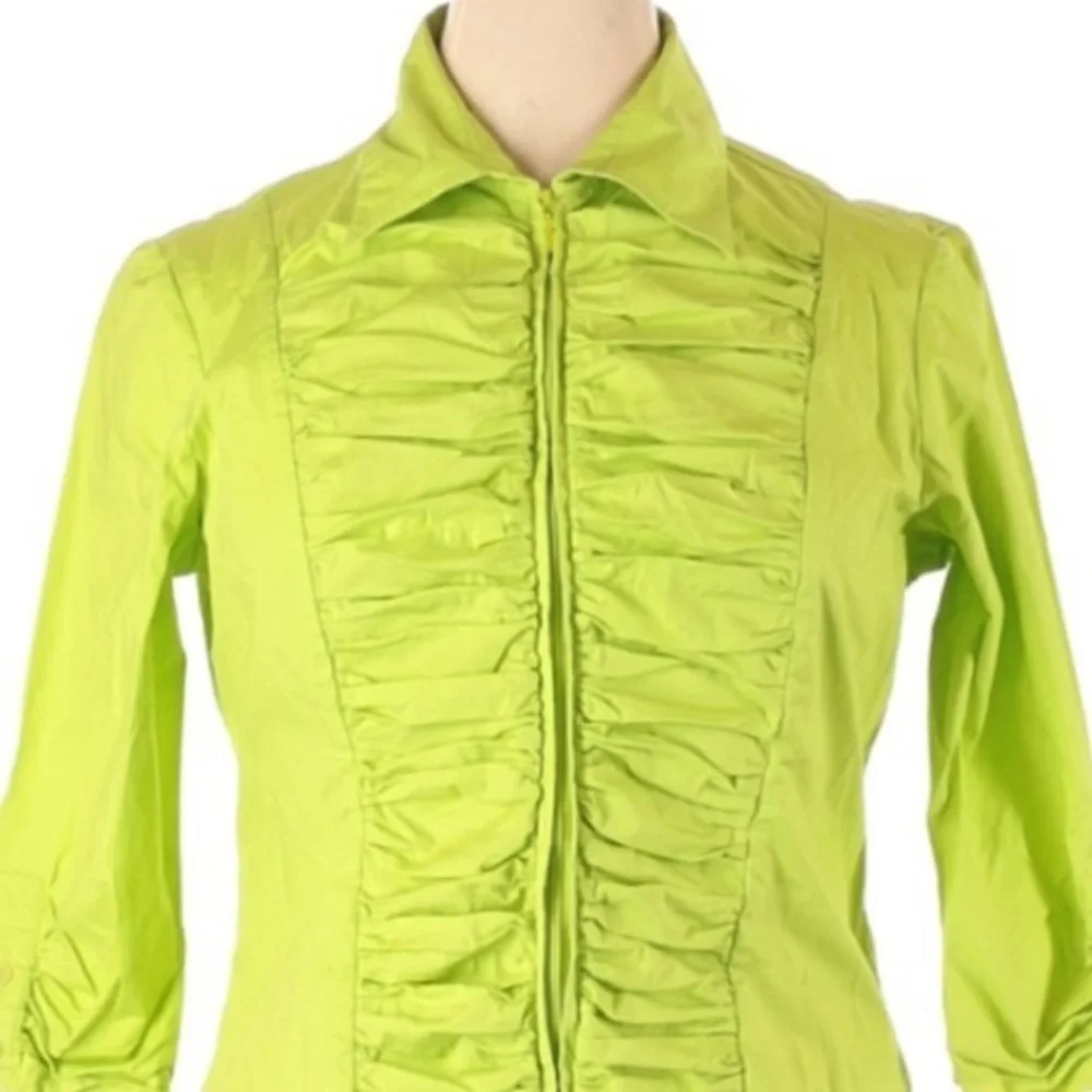Ravel XL neon‎ green zippered ruched 3/4 length sleeves jacket