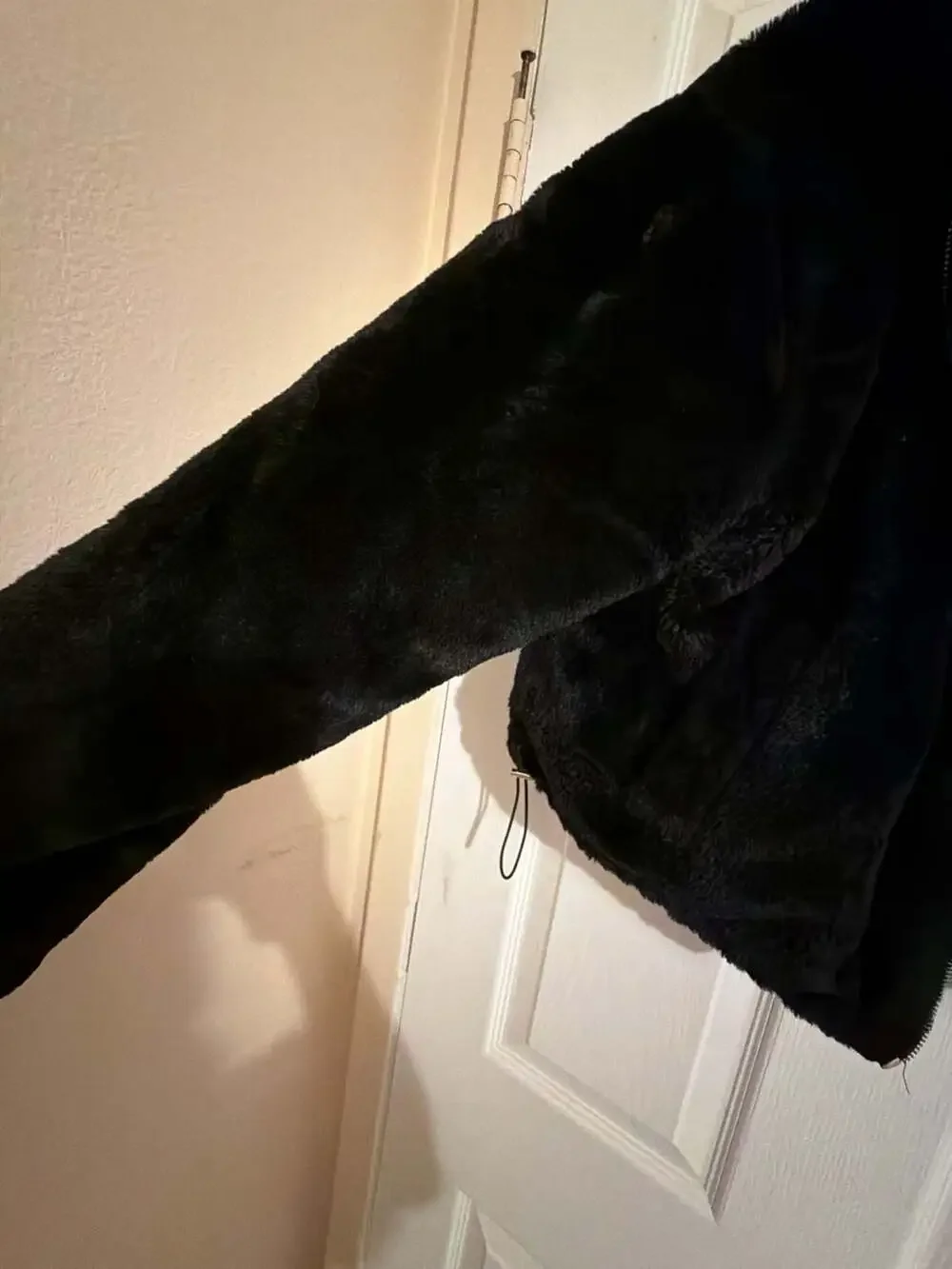 With Love Cropped Black Faux Fur Zip-Up Jacket