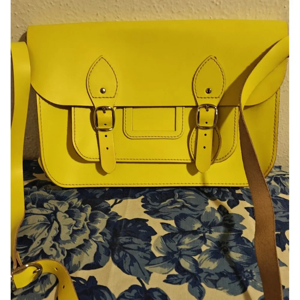 Stella Rittwagen Neon Yellow Leather Satchel NWOT