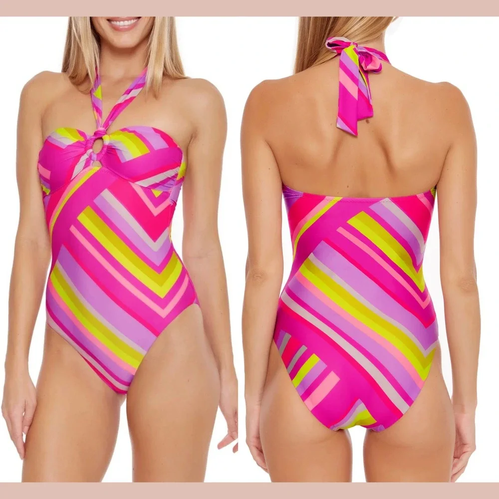 NWT $162 Trina Turk [ 12 ] Waltz Bandeau One Piece‎ Swimsuit #U1353
