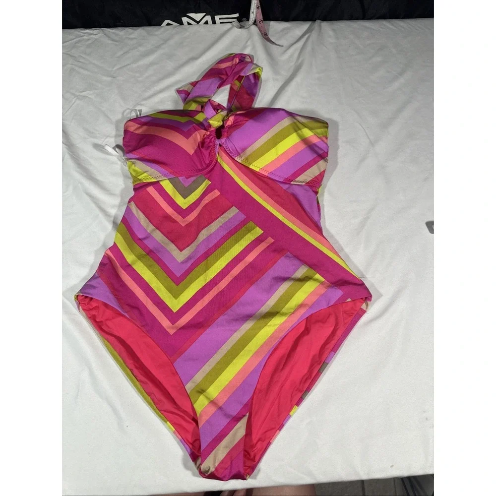 NWT $162 Trina Turk [ 12 ] Waltz Bandeau One Piece‎ Swimsuit #U1353