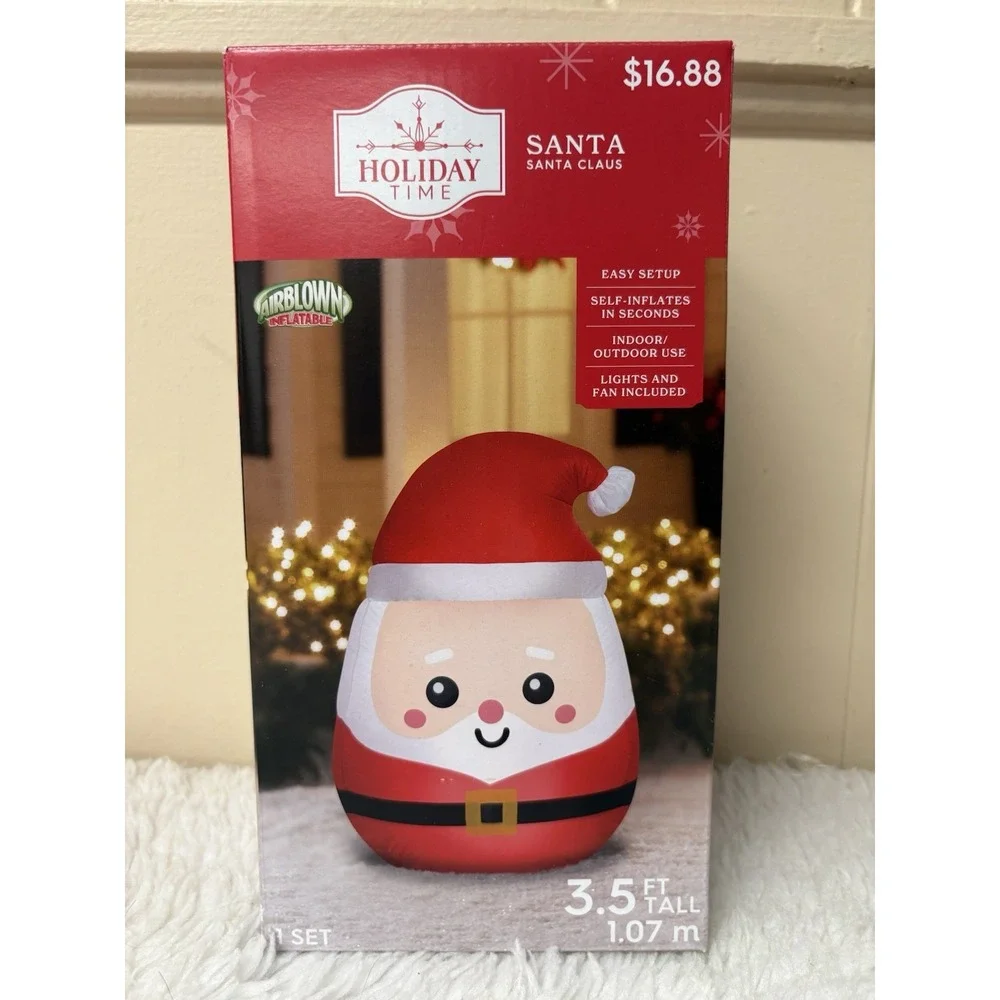 HOLIDAY TIME SANATA‎ CLAUS SELF INFLATES IN SECONDS 3.5ftTALL BRAND NEW