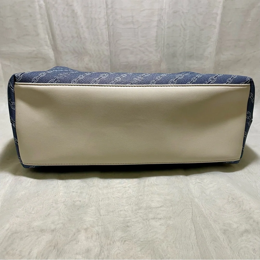 Nine West Navy Chain Link Design with Cream/White Accent Tote, NWOT
