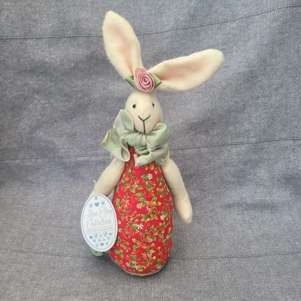 Miss Elle's Collection Bunny Artisan Flair Washed Sand Stuffed Bunny Vintage NWT
