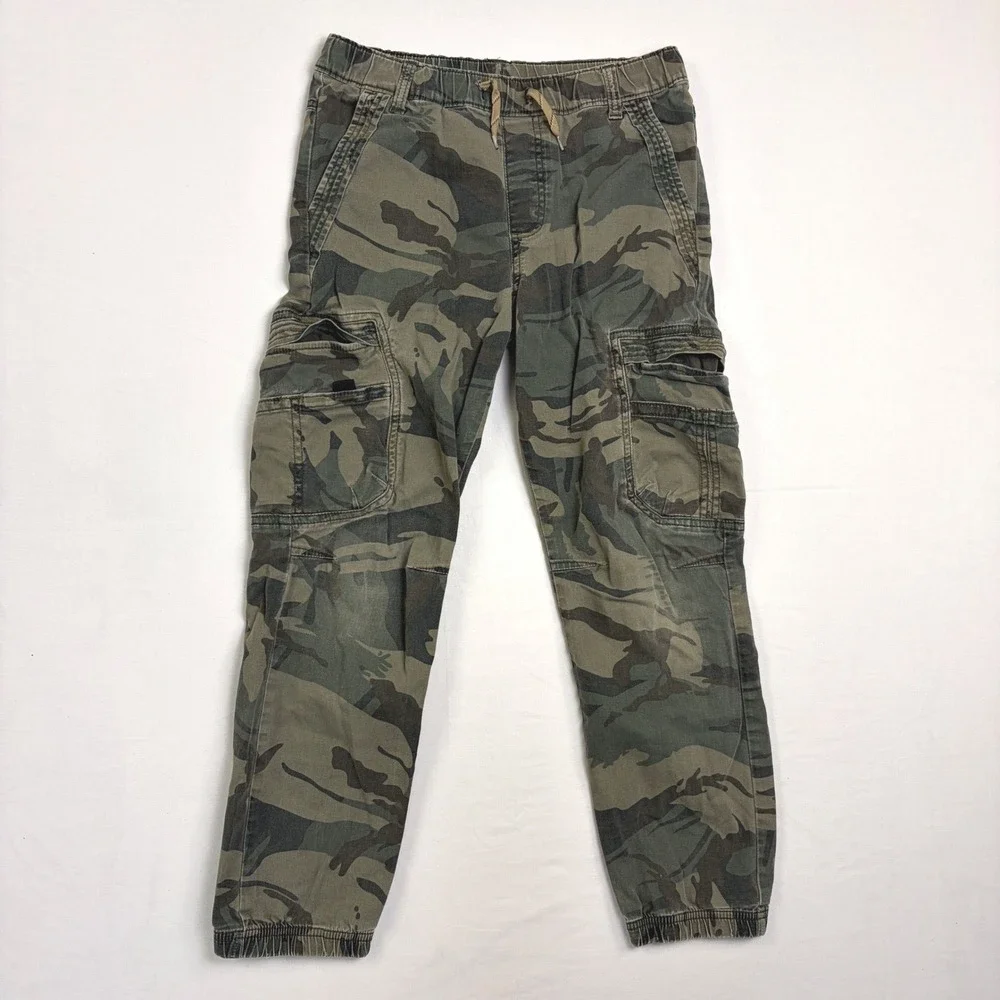 Wrangler Boys Camo Cargo‎ Jogger Canvas Pants Green Camouflage Size 14 Regular