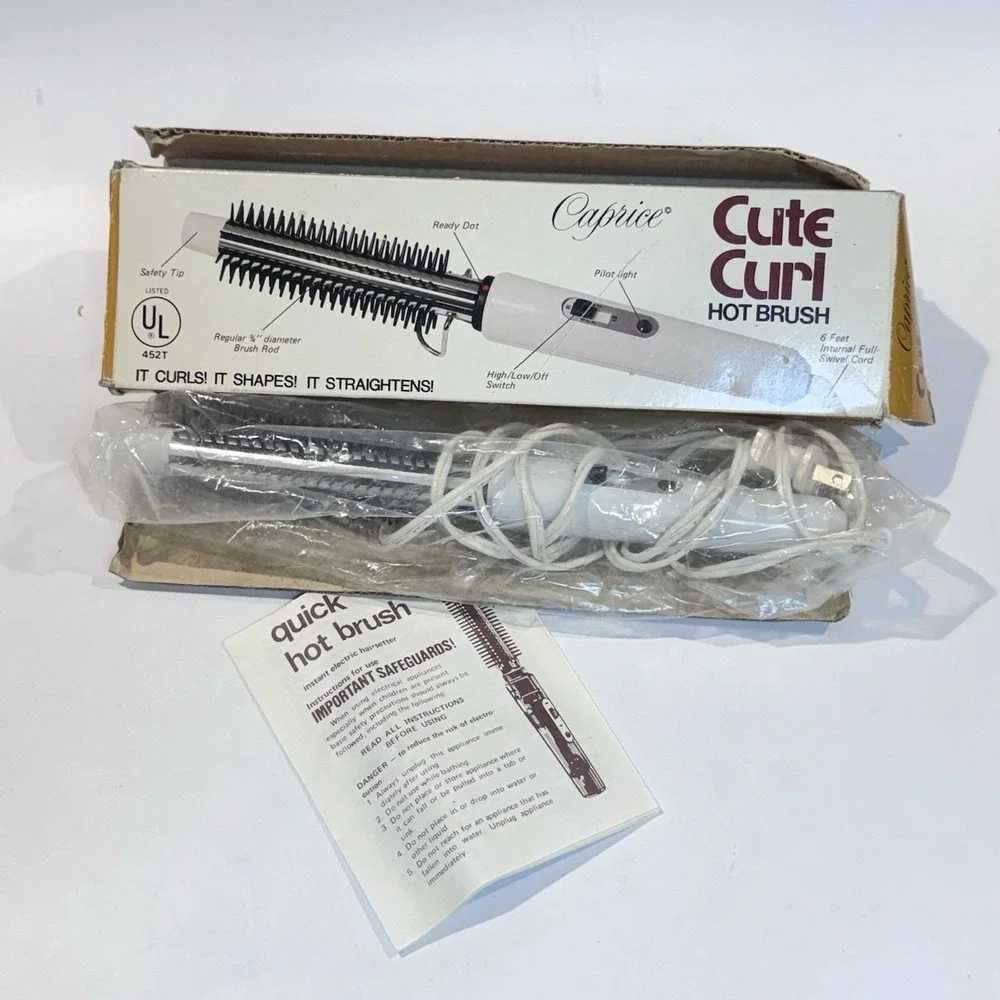 NOS Vintage 70s Caprice Cute Curl Hot Brush Curling Iron 3/4