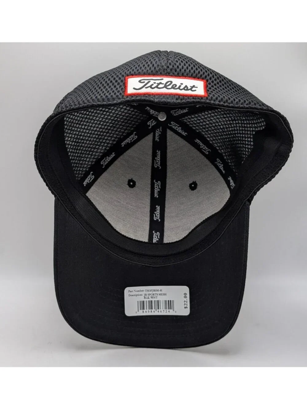 Titleist Hat Cap Child Youth Footjoy FJ Pro V1 Golf Fitted Mesh Stretch Black