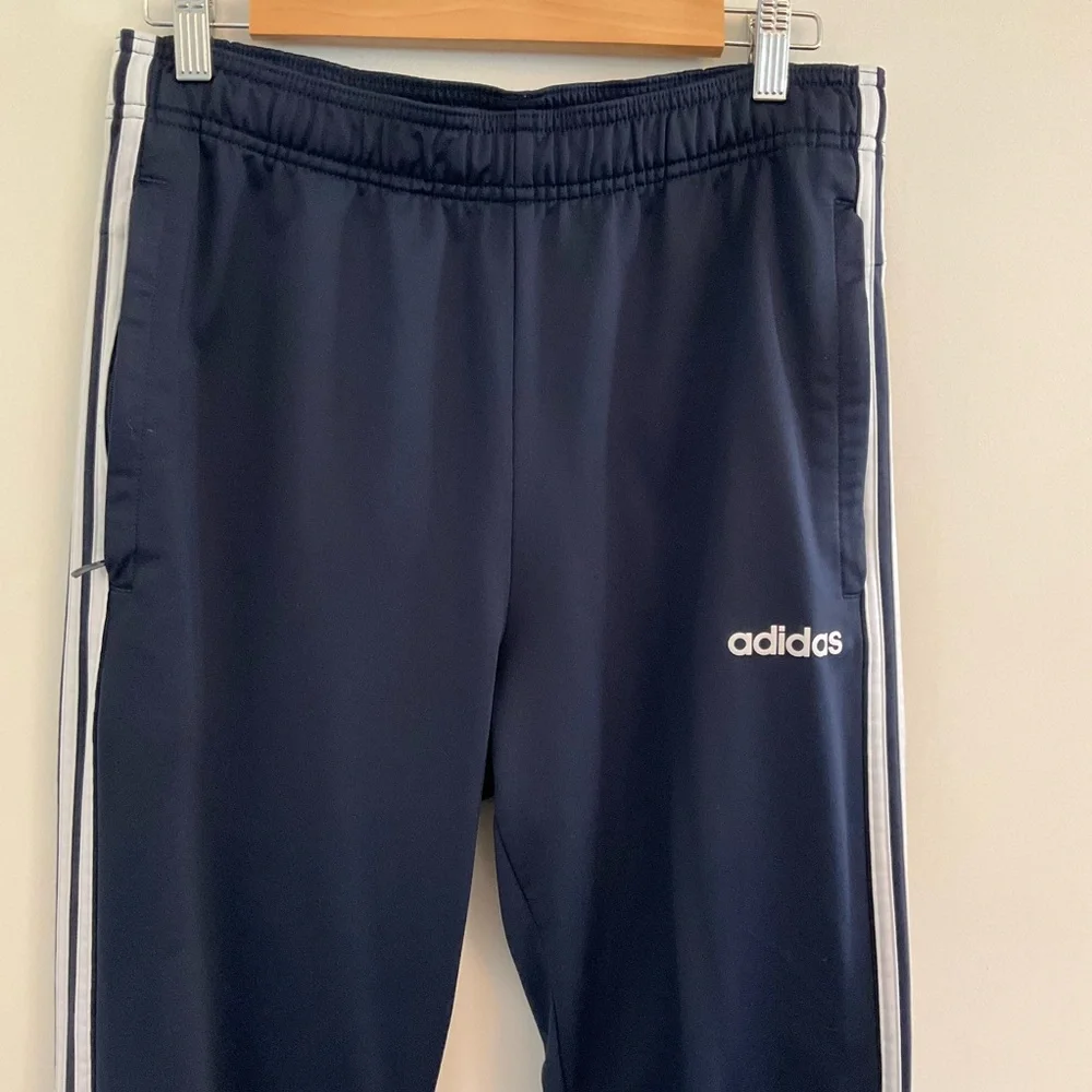 Adidas Men’s Navy White Striped Joggers, Sz M Tall