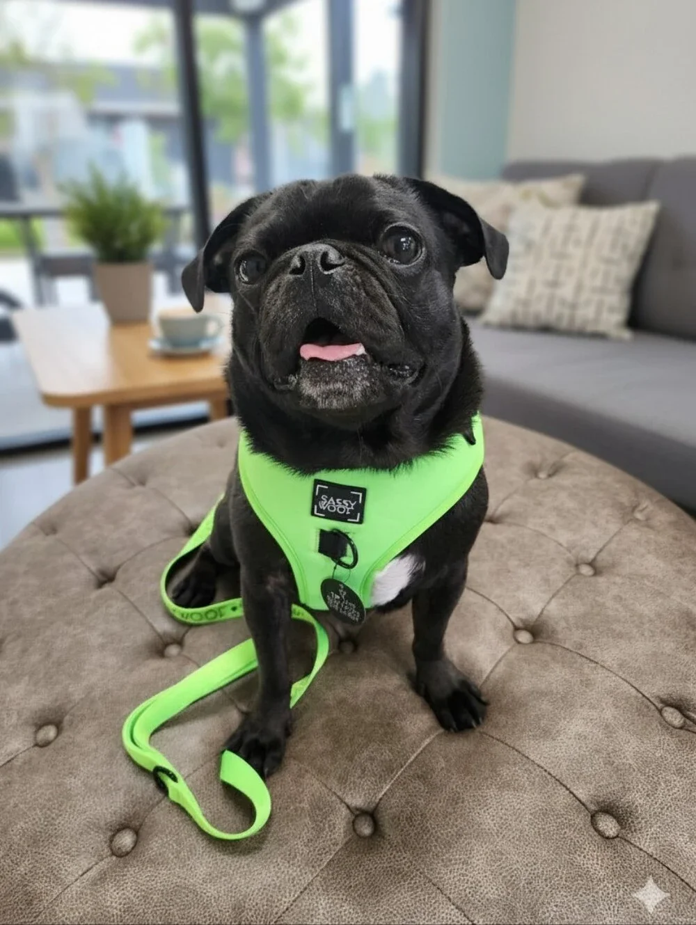 Sassy Woof Neon Green No-Pull Dog Harness & Matching Leash