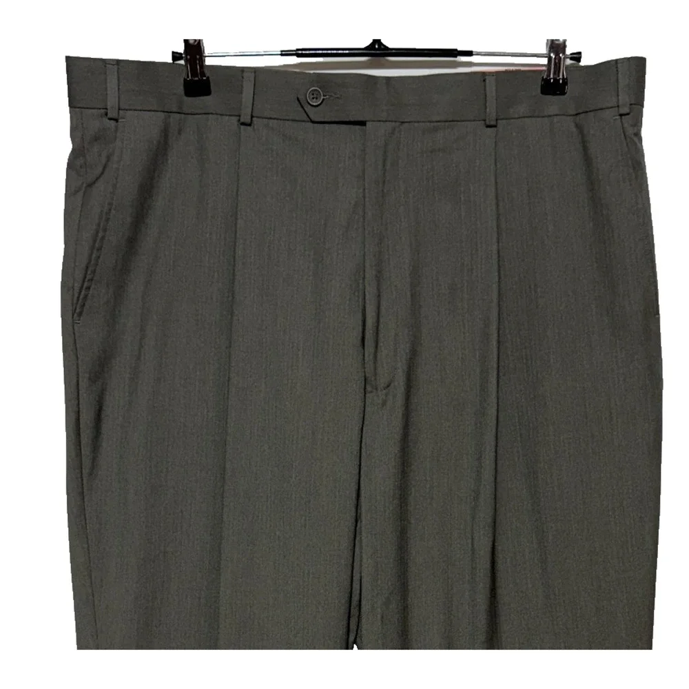Alfani Dress Pants Mens 40X30 Gray Pleated‎ Casual Office Career NWT
