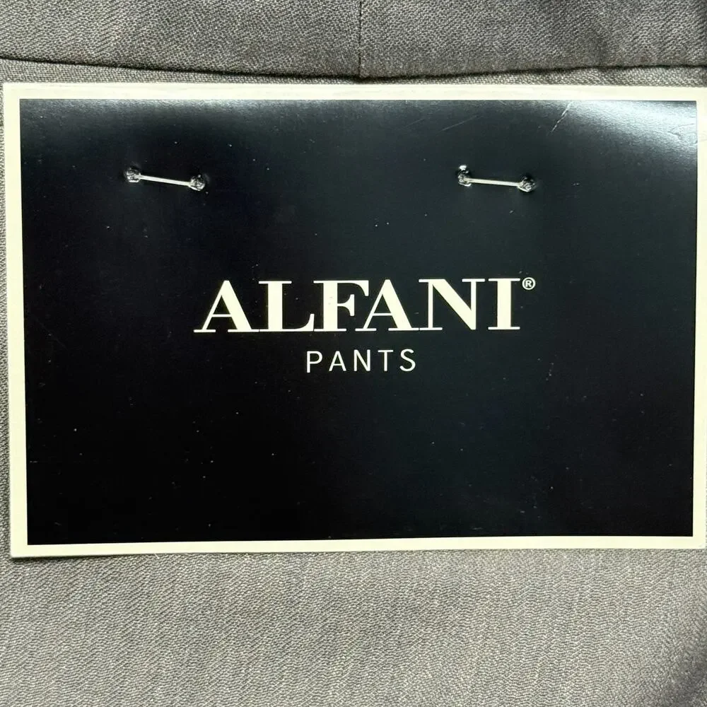 Alfani Dress Pants Mens 40X30 Gray Pleated‎ Casual Office Career NWT