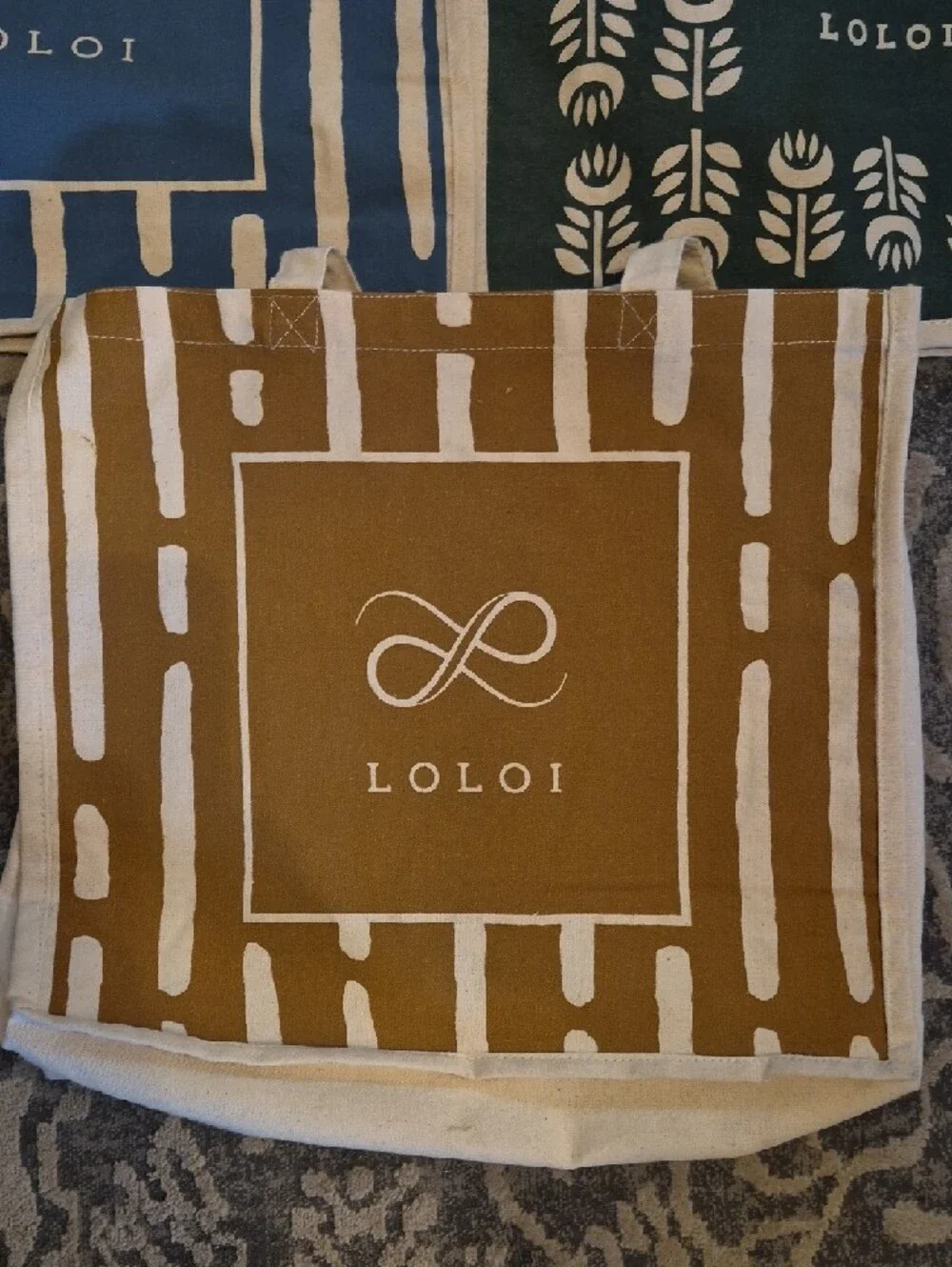 LOLOI Canvas Tote‎ Bag - Blue, Green, and Brown Options