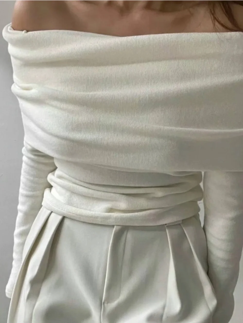Marcela London cream off-the-shoulder sweater