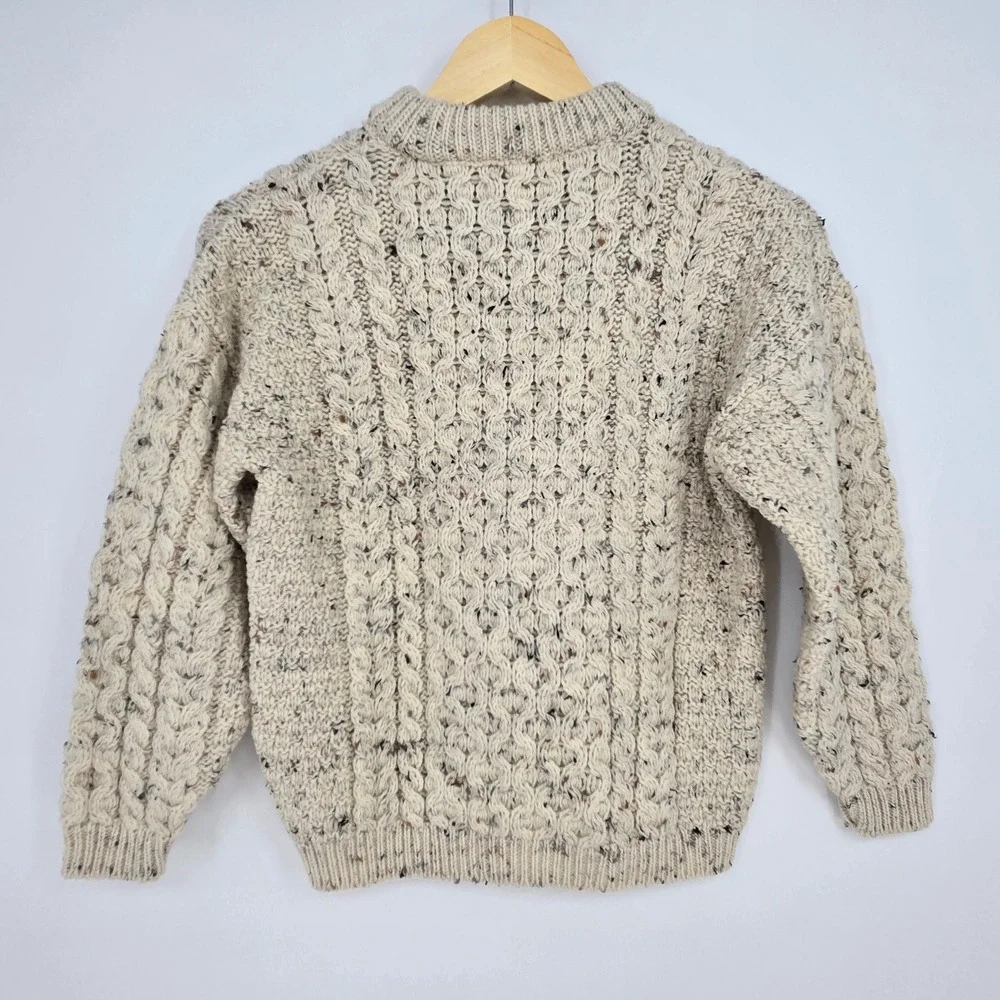 Vtg 100% Wool Aran Country Ireland Womens S Sweater Cottagecore Cozy Fall Winter