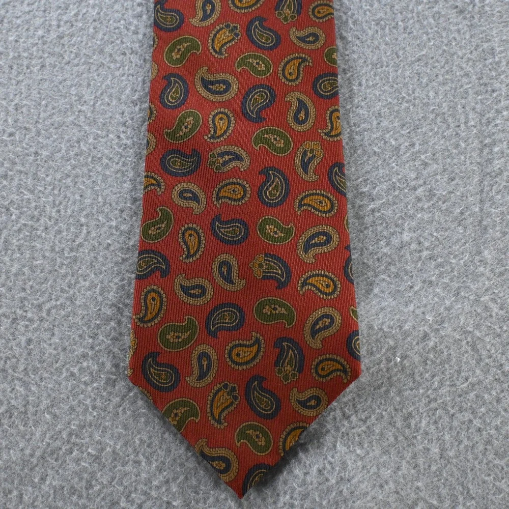Burberrys‎ of London Mens Vintage Paisley Silk Necktie OS Red Multi