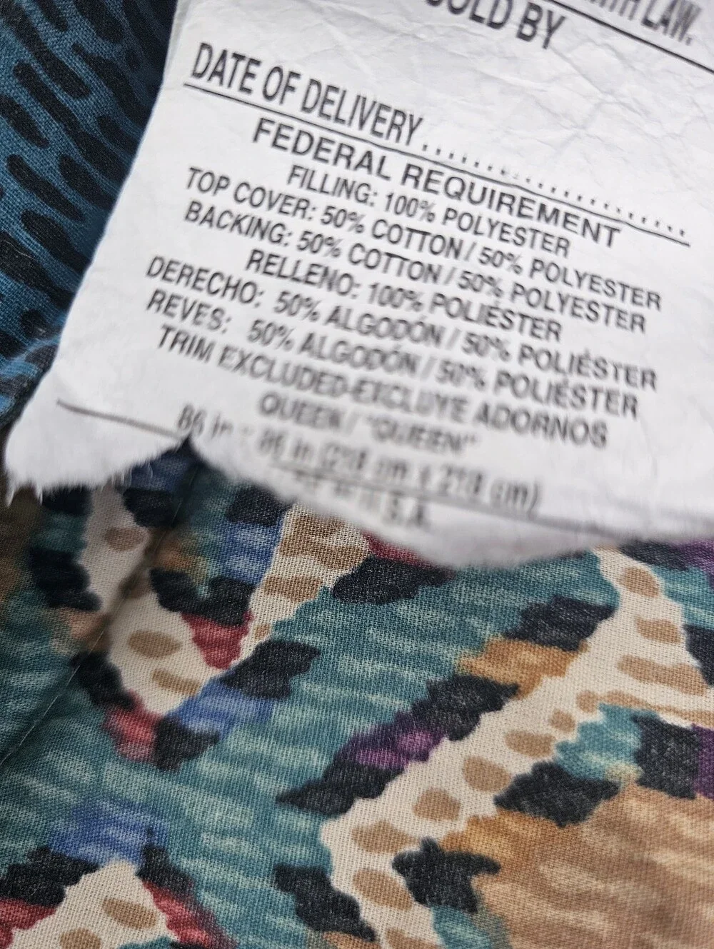 Springs Industries Aztec Queen Comforter Blanket USA Made 50/50 Blend Reversible