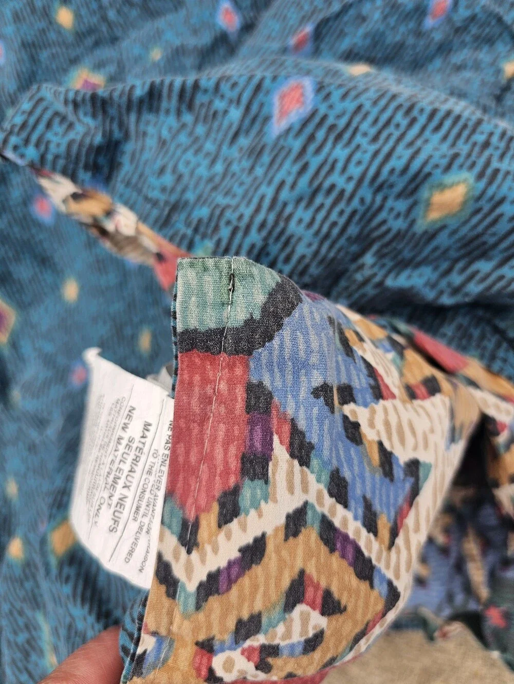 Springs Industries Aztec Queen Comforter Blanket USA Made 50/50 Blend Reversible