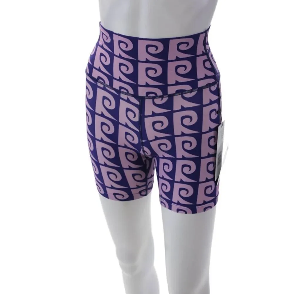 Rhode Womens Stretcj Abstract Mid-Rise Activewear Biker Shorts Purple Size XS