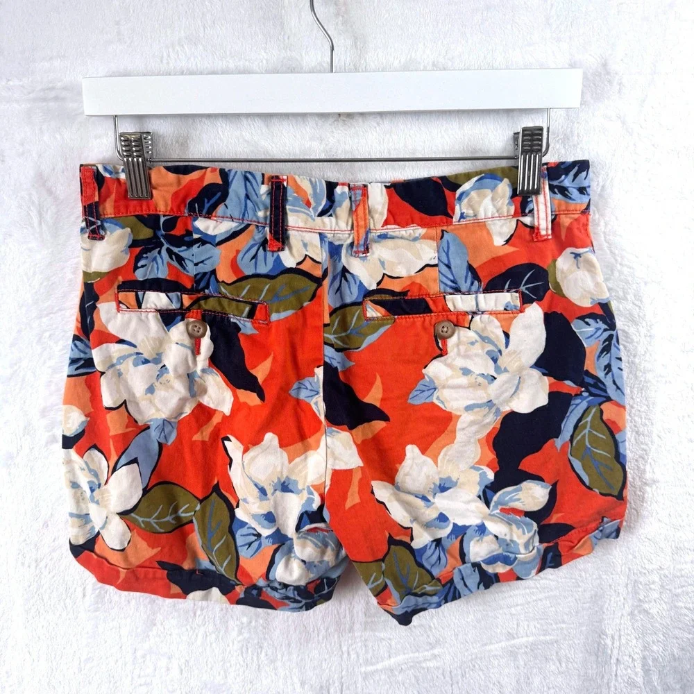 GAP Girlfriend 4 Inch Short Floral Print Orange‎ Blue White Womens SZ 2