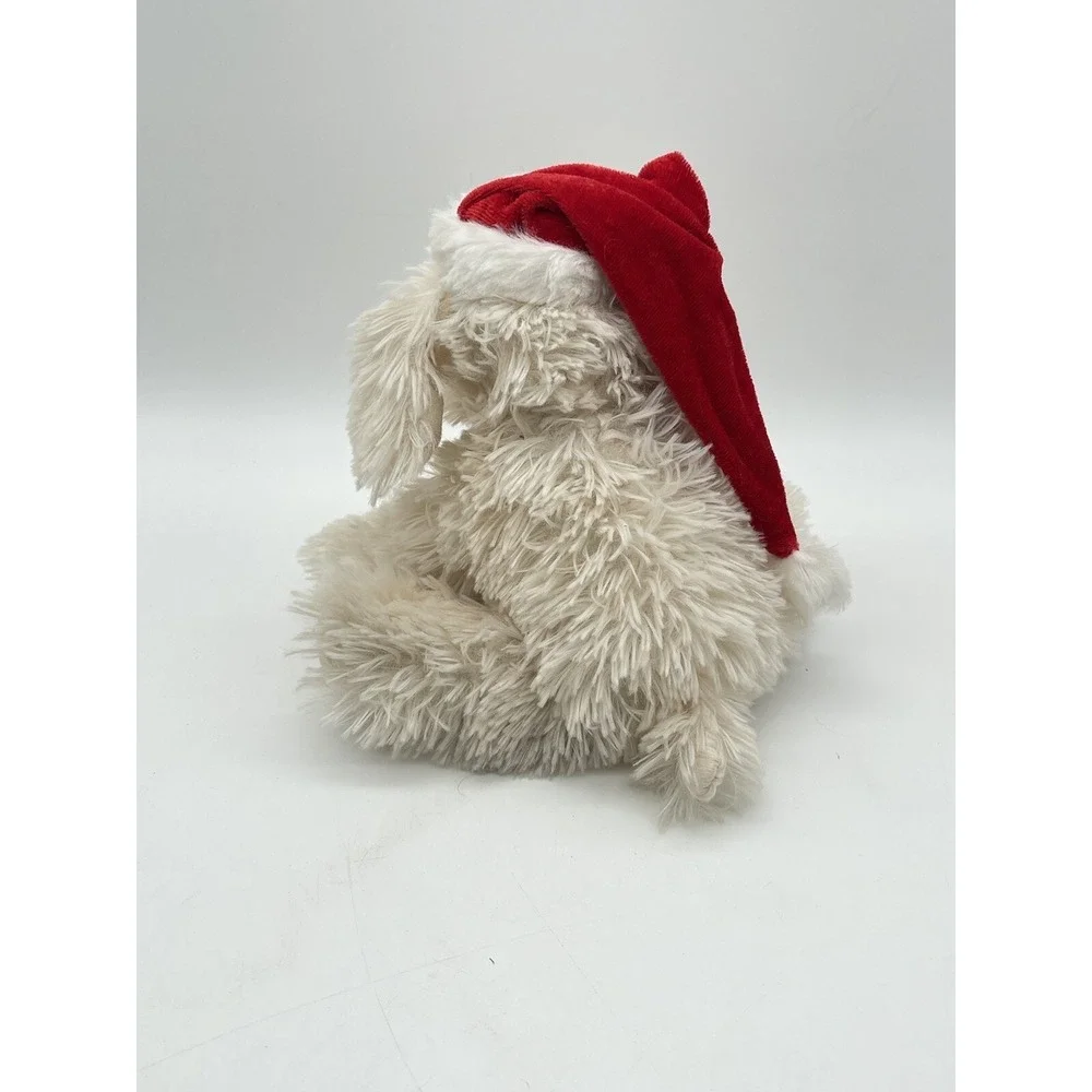 Dan Dee Collectors Choice Plush‎ Shaggy Beige/Tan Maltese Dog w/ Christmas Hat