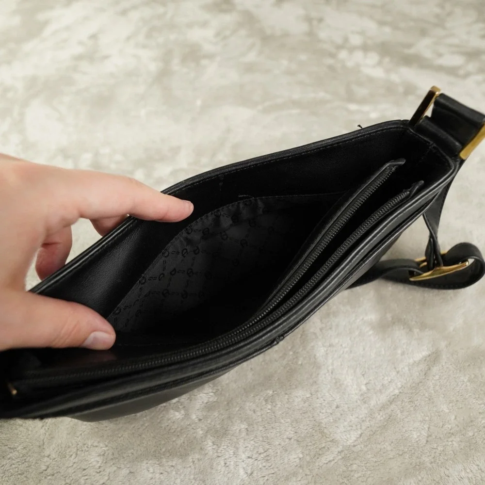 Vintage‎ Entienne Aigner Black Leather Shoulder Bag Double Compartment