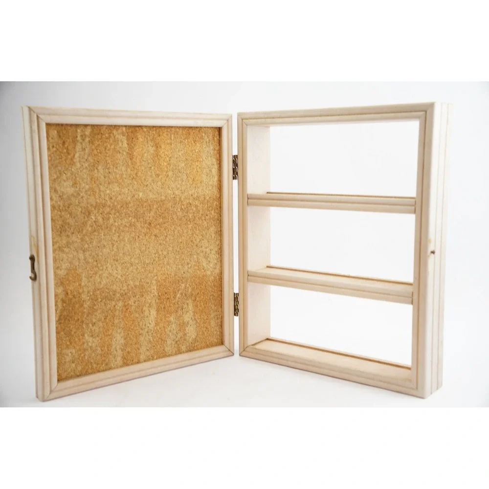 Steven Klein Cat Print Wooden Wall Cabinet Small Tan Cork Board Shelves Good‎