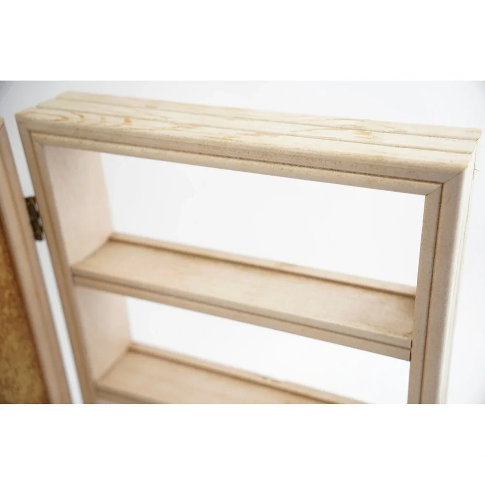 Steven Klein Cat Print Wooden Wall Cabinet Small Tan Cork Board Shelves Good‎