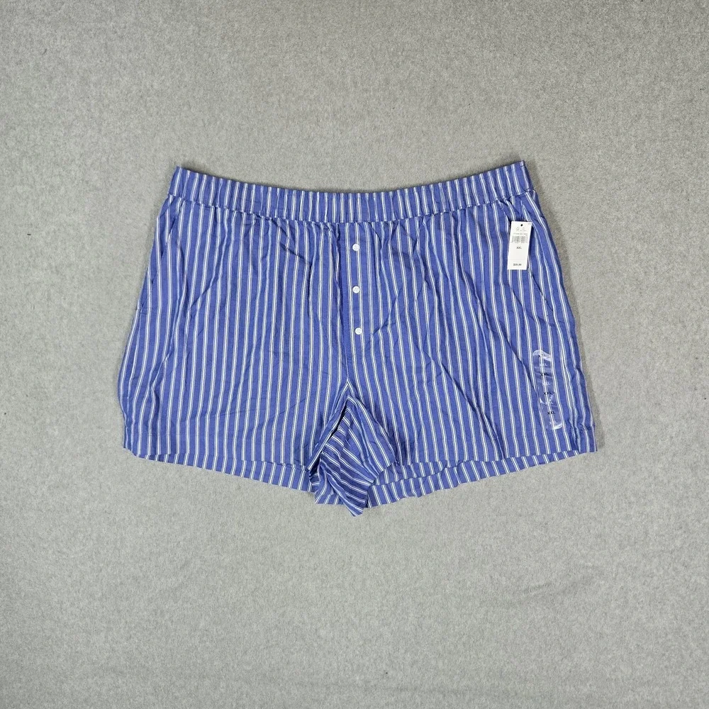 GAP Women Sleepwear XXL Blue Shorts Striped Pajama Pants Organic Cotton NWT