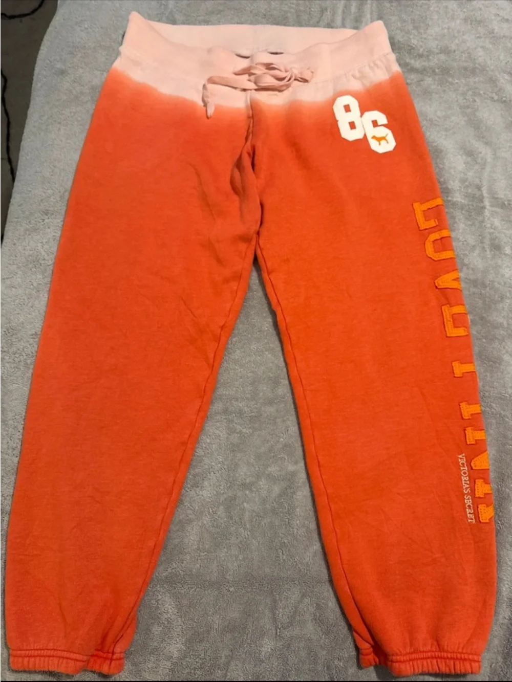 PINK Victoria's Secret Orange-to-Light  Dip Dye Joggers