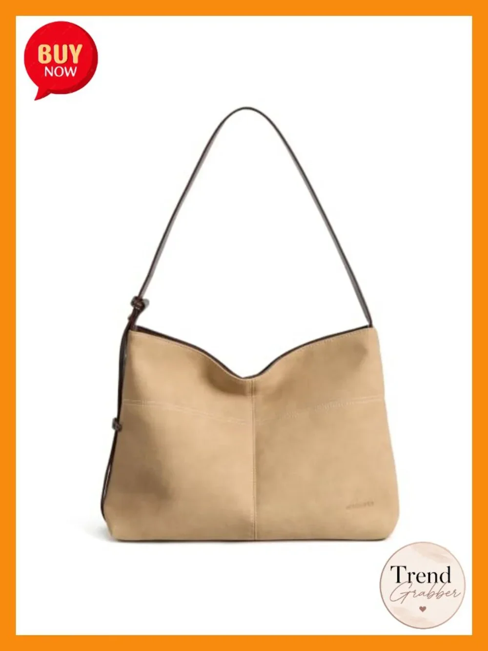 Women's Hobo Shoulder Bag Suede Vegan Leather Crossbody Adjustable Strap Zip