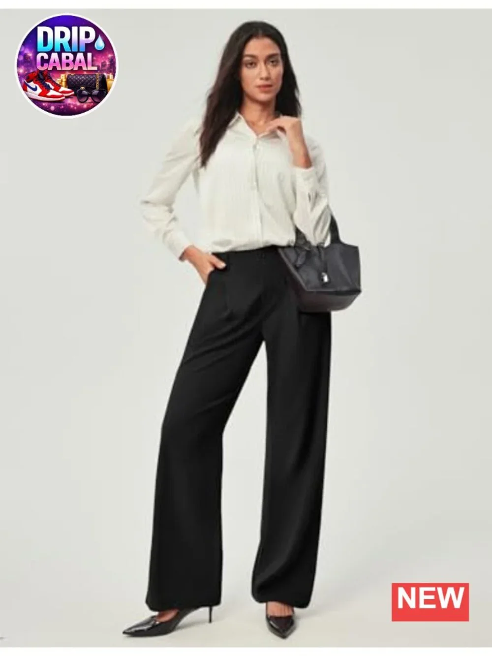 Wide Leg Waffle Stretch Dress Pants High Rise Pleated Casual Work Trousers