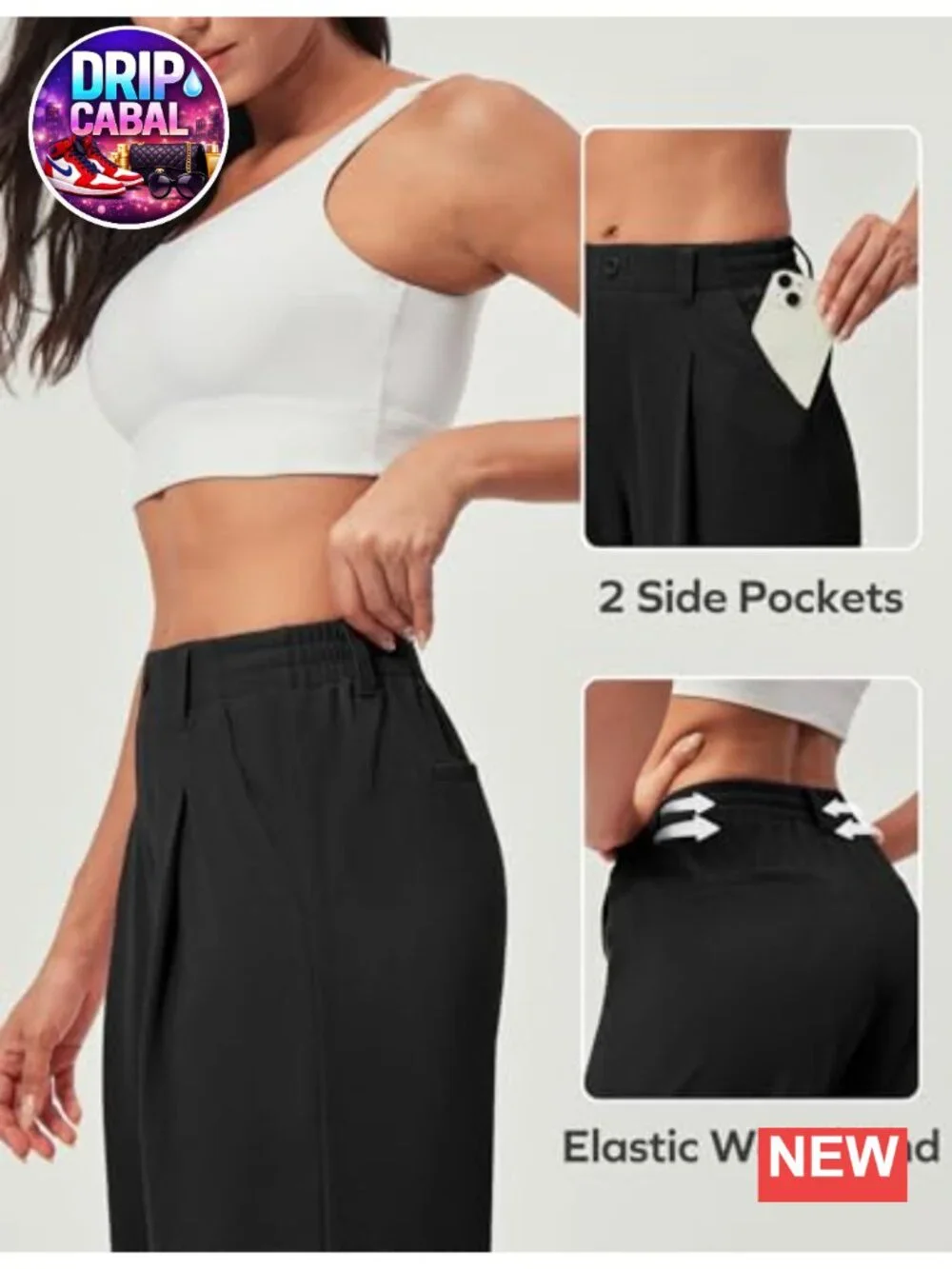 Wide Leg Waffle Stretch Dress Pants High Rise Pleated Casual Work Trousers