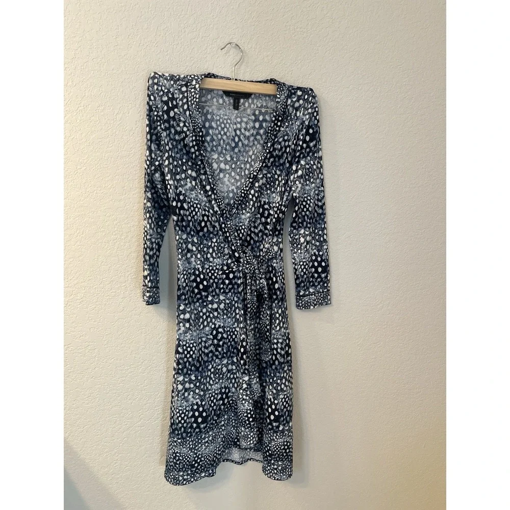 BCBG MAXAZRIA‎ Blue Ellyette Long Sleeve Wrap Dress Sz XS ($298)
