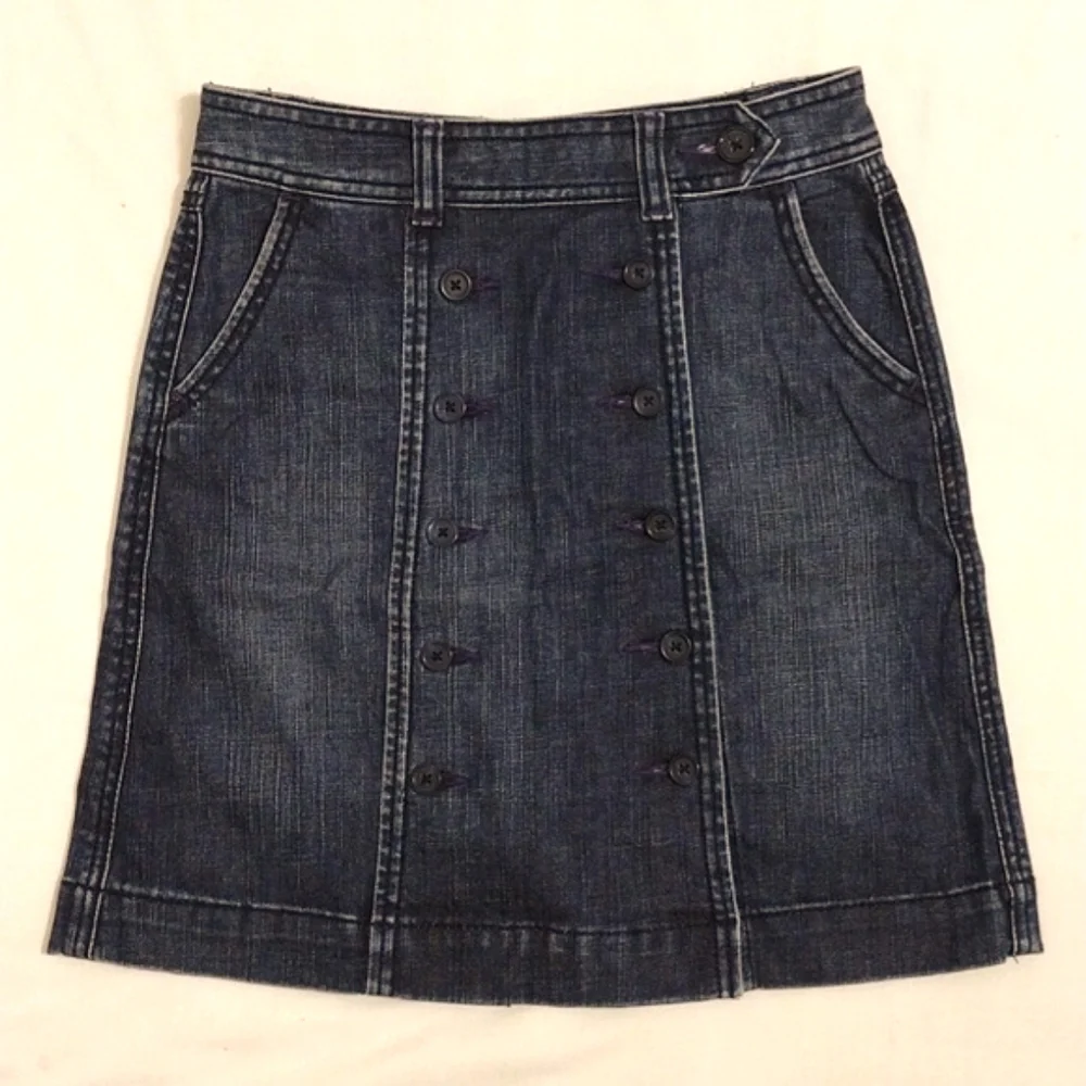 Anthropologie Bica Cheia Double Button Front Denim A-Line Skirt High Waist 0 W27