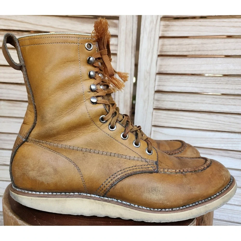 Men's VTG USA 1970s US 9.5 Brown Mason Field & Stream Moc Toe Hunting Work Boots