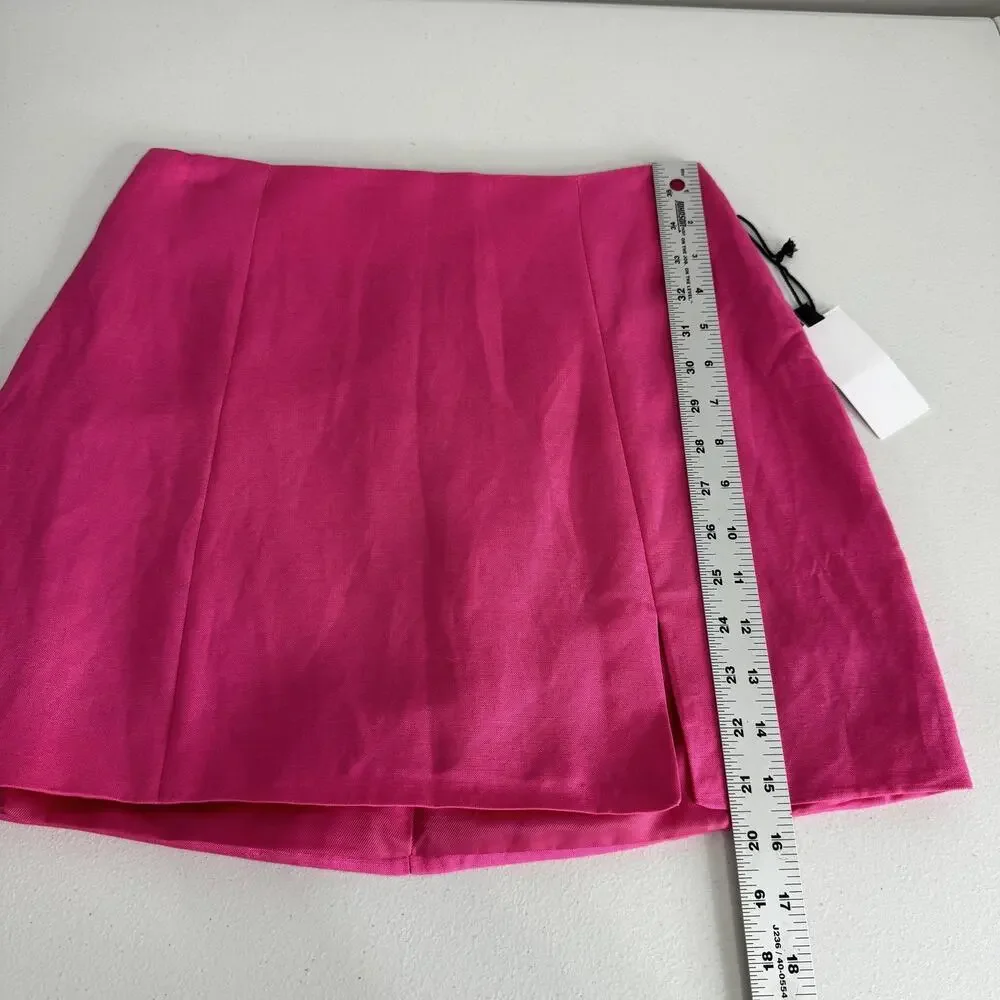 ASTR The Label Covina Skirt Womens Small‎ Pink Linen Blend Mini Side Slit Resort