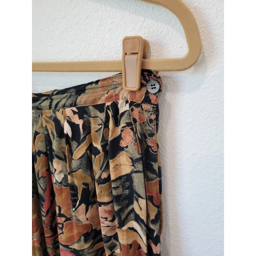 Vintage Joshua Powers Floral‎ Midi Skirt Black Orange Yellow Whimsigoth