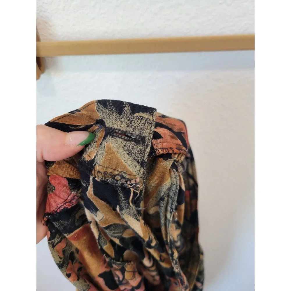 Vintage Joshua Powers Floral‎ Midi Skirt Black Orange Yellow Whimsigoth