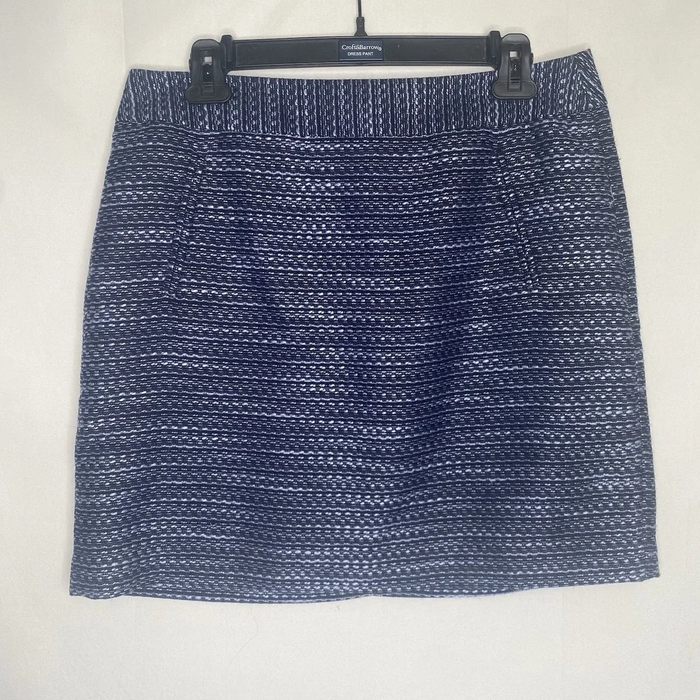 LOFT Ann‎ Taylor Navy Blue Tweed Mini Skirt Womens  Sz 8 Workwear Casual