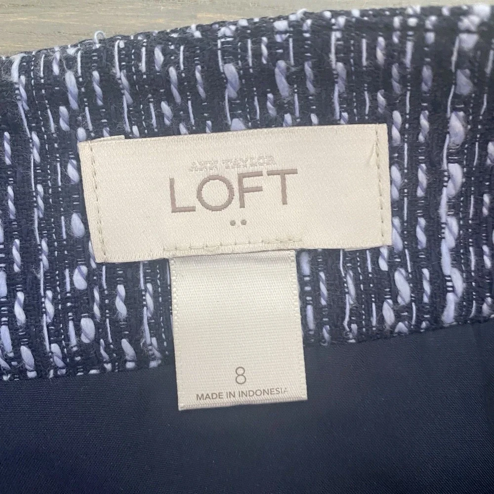 LOFT Ann‎ Taylor Navy Blue Tweed Mini Skirt Womens  Sz 8 Workwear Casual