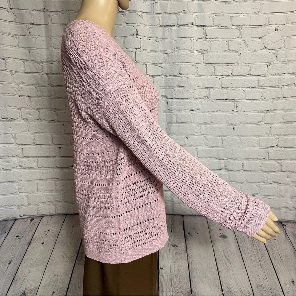 New J.Jill Dusty Rose Cotton Blend Knit Sweater Size XS
