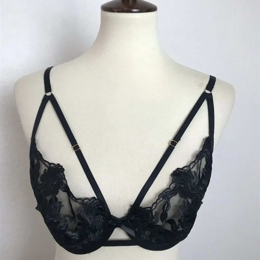 Hustler Bra Push Up Floral Romantic Gothic Whimsigoth Witchy Victorian Lingerie