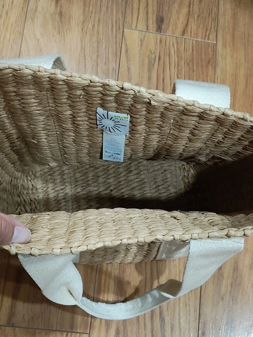 Offline by aerie Natural Woven Straw Tote with Cream Logo Straps