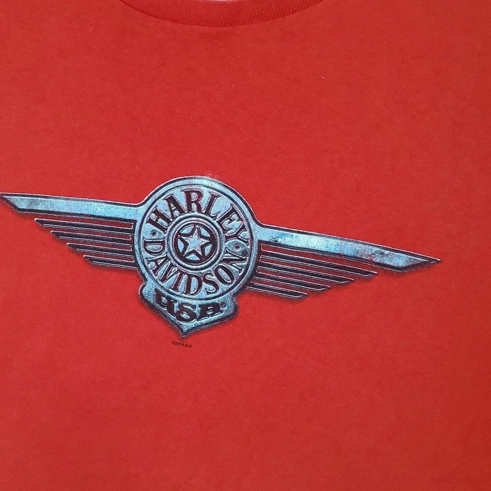 Harley Davidson Men Shirt XL‎ Red Los Angeles Anaheim Fullerton Ca 2014 Tee
