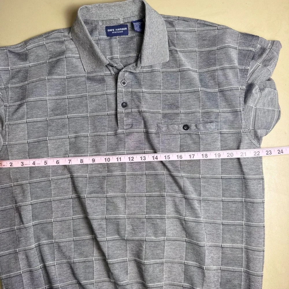 90s Polo Shirt Mens‎ XL Grey Textured Dad style grandpacore Retro preppy vintage