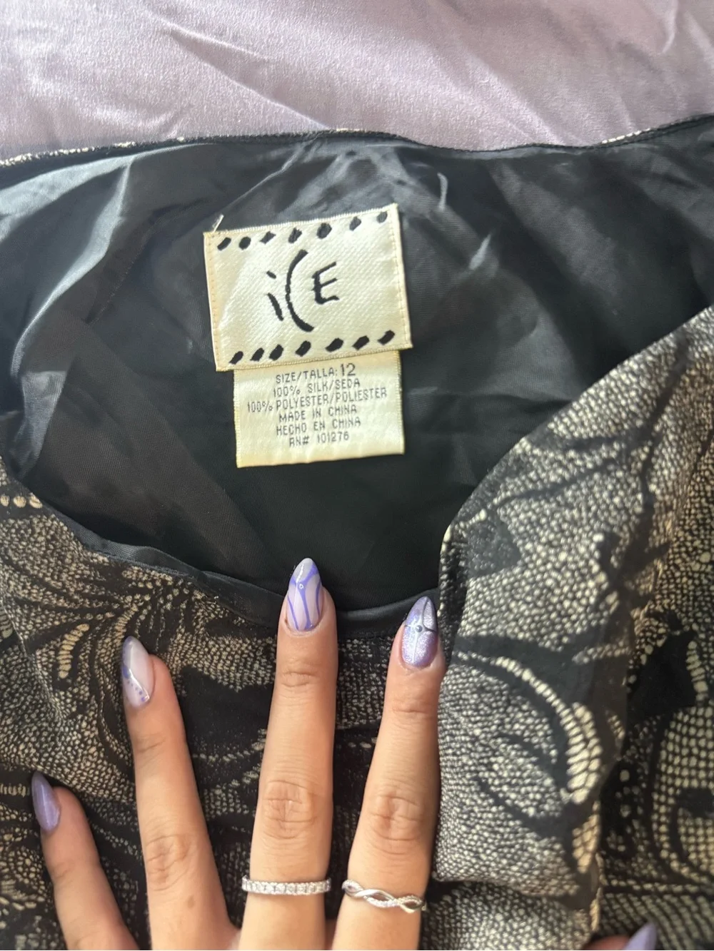 Ice Black and Cream Floral Lace-Overlay Pencil Skirt