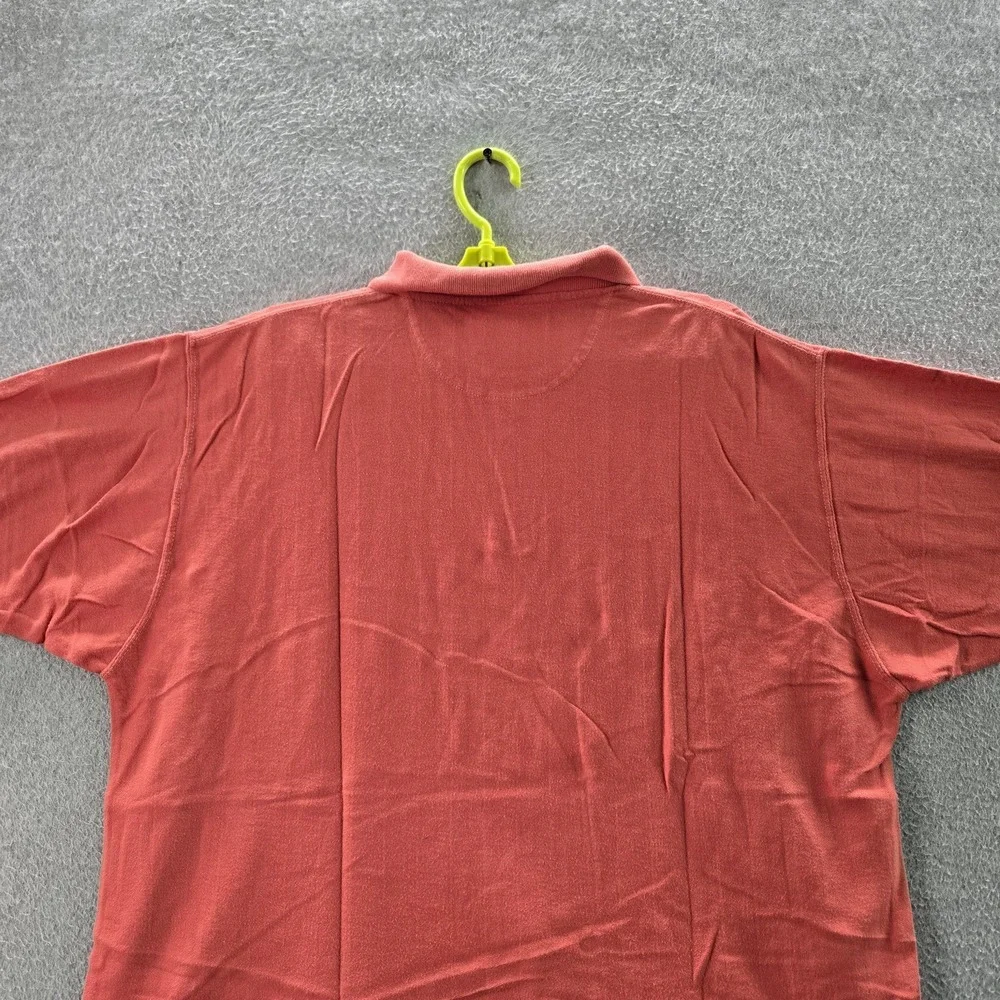 VINTAGE Chaps Ralph Lauren Men Polo L Orange Logo Embroidery Button Short Sleeve