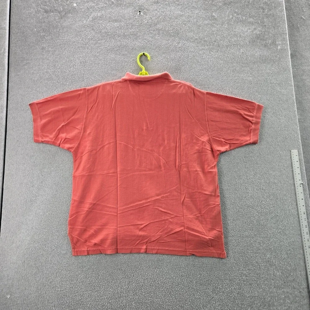 VINTAGE Chaps Ralph Lauren Men Polo L Orange Logo Embroidery Button Short Sleeve